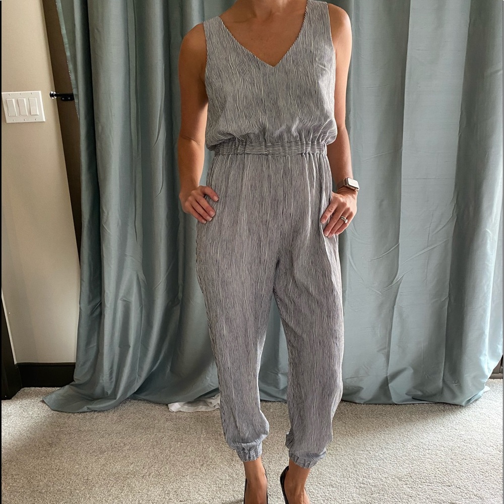 Dillard’s black and white stripped romper